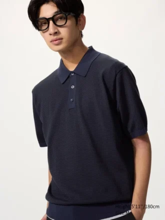 Maglia polo da uomo in maglia lavabile | Maniche corte | A righe