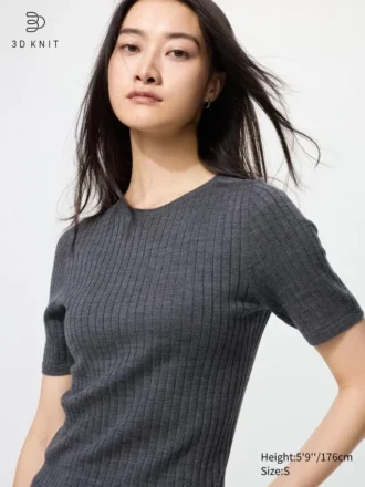 Maglione da donna 3D Knit di lana merino | Maniche corte