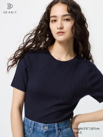 Maglione da donna 3D Knit di lana merino | Maniche corte
