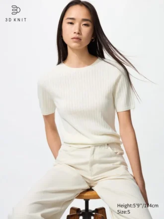 Maglione da donna 3D Knit di lana merino | Maniche corte