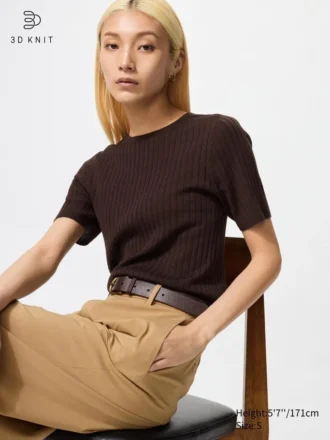 Maglione da donna 3D Knit di lana merino | Maniche corte