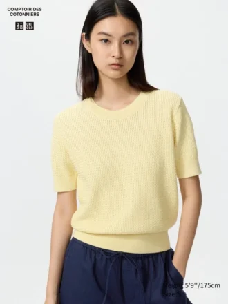 Maglione da donna a maniche corte in cotone con pantaloncini