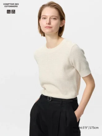 Maglione da donna a maniche corte in cotone con pantaloncini