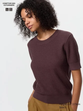 Maglione da donna a maniche corte in cotone con pantaloncini