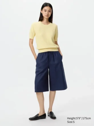 Maglione da donna a maniche corte in cotone con pantaloncini