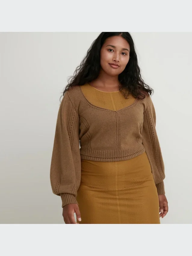 Maglione da donna a maniche lunghe in 3D Knit voluminoso Maglione da donna a maniche lunghe in 3D Knit voluminoso