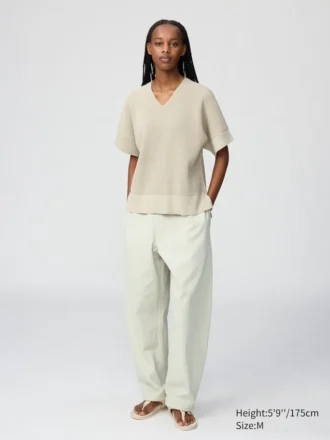 Maglione da donna con scollo a V | Maniche corte in pantaloncini