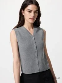 Maglione da donna con scollo a V smerlato | Senza maniche