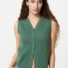 Maglione da donna con scollo a V smerlato | Senza maniche