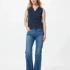 Maglione da donna con scollo a V smerlato | Senza maniche