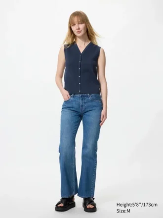 Maglione da donna con scollo a V smerlato | Senza maniche