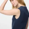 Maglione da donna con scollo a V smerlato | Senza maniche
