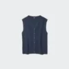 Maglione da donna con scollo a V smerlato | Senza maniche