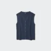 Maglione da donna con scollo a V smerlato | Senza maniche