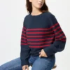 Maglione da donna in 3D Knit di cotone con maniche voluminose | A righe