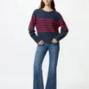 Maglione da donna in 3D Knit di cotone con maniche voluminose | A righe