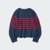 Maglione da donna in 3D Knit di cotone con maniche voluminose | A righe