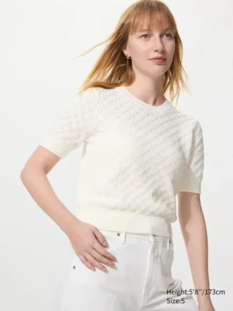 Maglione da donna in punto traforato | Maniche corte