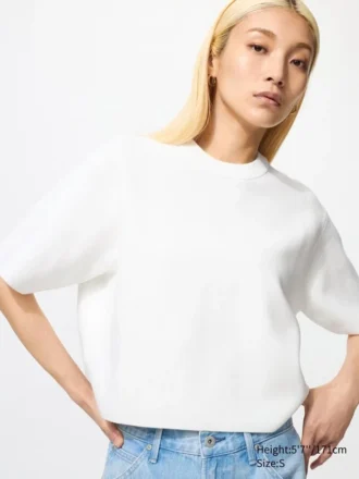 Maglione da donna lavabile a coste Milano | Maniche corte