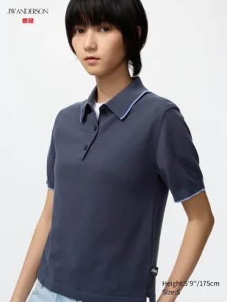 Maglione polo da donna a maniche corte in pantaloncini