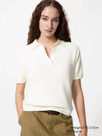 Maglione polo da donna a maniche corte in pantaloncini