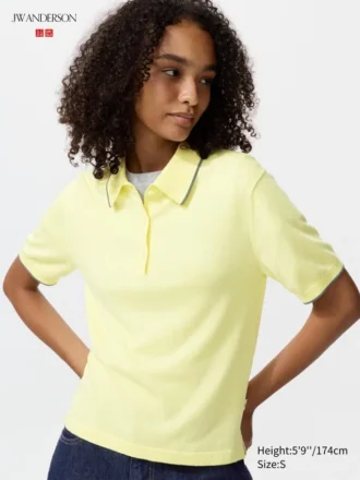 Maglione polo da donna a maniche corte in pantaloncini