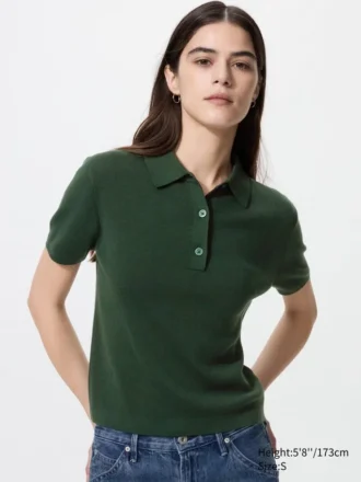 Maglione polo da donna a maniche corte in pantaloncini