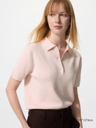 Maglione polo da donna a maniche corte in pantaloncini