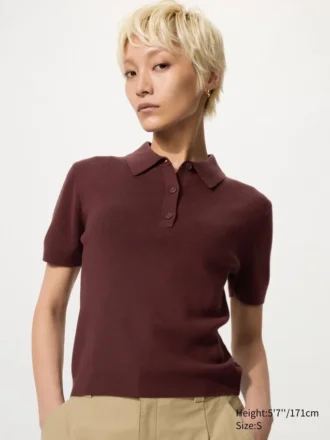Maglione polo da donna a maniche corte in pantaloncini