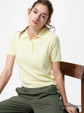 Maglione polo da donna a maniche corte in pantaloncini