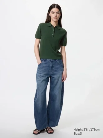 Maglione polo da donna a maniche corte in pantaloncini