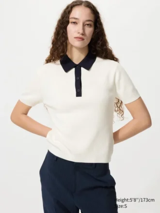 Maglione polo da donna a maniche corte in pantaloncini | Color Block