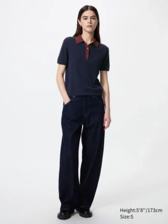 Maglione polo da donna a maniche corte in pantaloncini | Color Block
