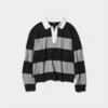 Maglione polo da donna in cotone liscio dal taglio morbido | A righe Maglione polo da donna in cotone liscio dal taglio morbido | A righe