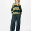 Maglione polo da donna in cotone liscio dal taglio morbido | A righe Maglione polo da donna in cotone liscio dal taglio morbido | A righe