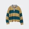 Maglione polo da donna in cotone liscio dal taglio morbido | A righe Maglione polo da donna in cotone liscio dal taglio morbido | A righe
