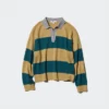 Maglione polo da donna in cotone liscio dal taglio morbido | A righe Maglione polo da donna in cotone liscio dal taglio morbido | A righe