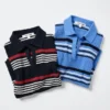 Maglione polo da donna in cotone pointelle | A righe Maglione polo da donna in cotone pointelle | A righe