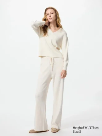 Maglione polo da donna in maglia a coste lavabile