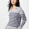 Maglione polo da donna in maglia a coste lavabile | A righe Maglione polo da donna in maglia a coste lavabile | A righe
