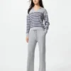 Maglione polo da donna in maglia a coste lavabile | A righe Maglione polo da donna in maglia a coste lavabile | A righe