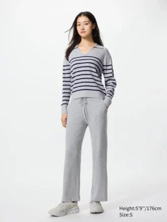 Maglione polo da donna in maglia a coste lavabile | A righe