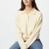 Maglione polo da donna in morbido cotone Maglione polo da donna in morbido cotone