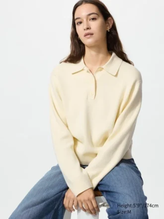 Maglione polo da donna in morbido cotone
