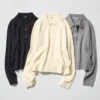 Maglione polo da donna in morbido cotone Maglione polo da donna in morbido cotone