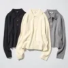 Maglione polo da donna in morbido cotone Maglione polo da donna in morbido cotone