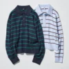 Maglione polo da donna in morbido cotone | A righe Maglione polo da donna in morbido cotone | A righe