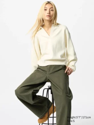 Maglione polo da donna in morbido cotone dal taglio comodo