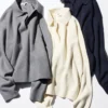 Maglione polo da donna in morbido cotone dal taglio comodo Maglione polo da donna in morbido cotone dal taglio comodo