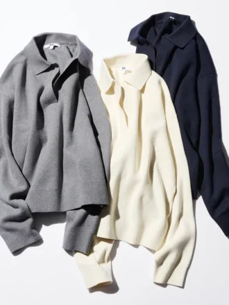 Maglione polo da donna in morbido cotone dal taglio comodo